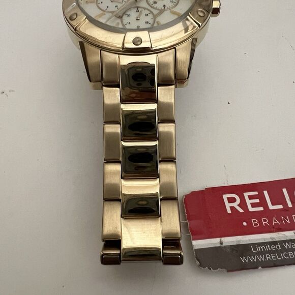 NEW Relic by Fossil Men's Watch ZR15718 Gold Tone Pearlescent Face No Battery - Picture 6 of 15